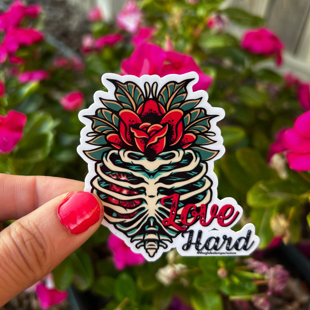 Love Hard Ribcage Vinyl Sticker