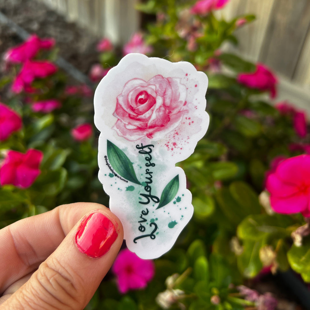 Love Yourself Rose Vinyl Sticker