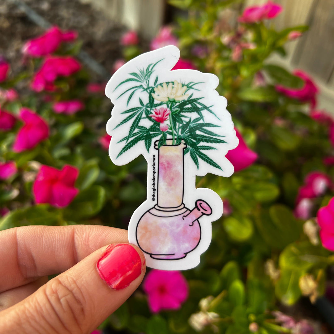Floral Bong Vinyl Sticker