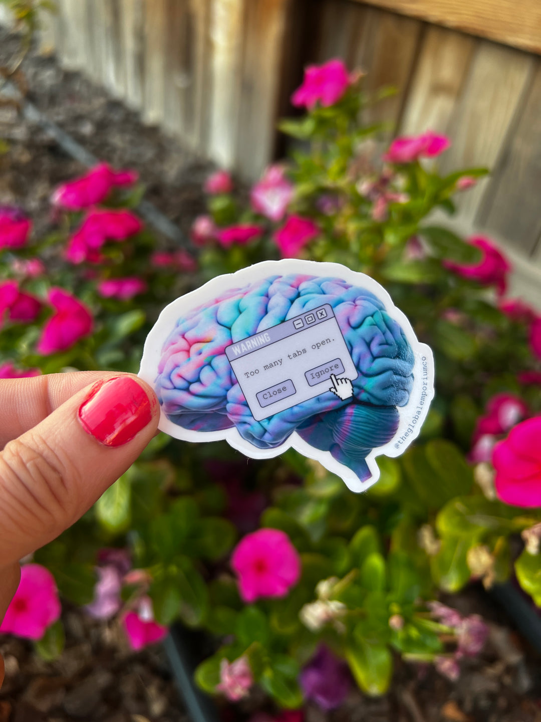Too Many Tabs Open Brain Vinyl Sticker