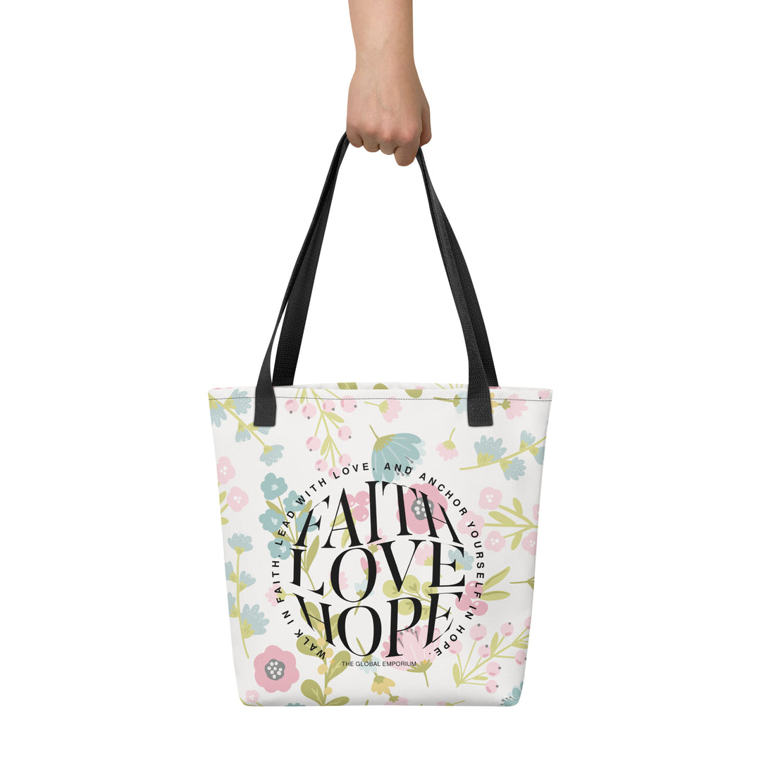 Faith Love Hope Floral Tote bag