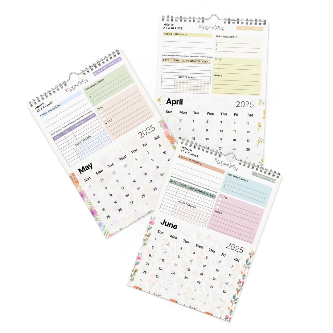 2025 Conscious 12 Month Wall Calendar Floral