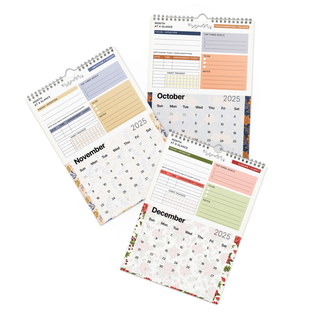 2025 Conscious 12 Month Wall Calendar Floral