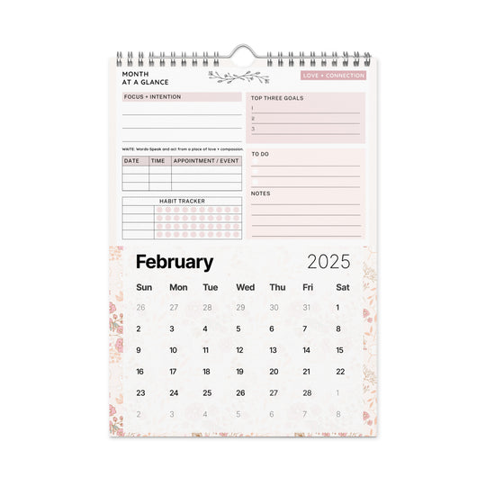 2025 Conscious 12 Month Wall Calendar Floral